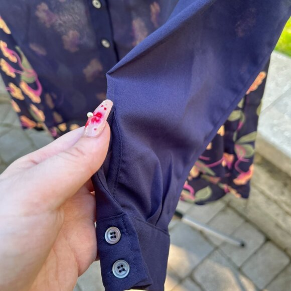 NWOT Anthropologie Maeve Floral High-Low Sheer Pintuck Tunic 4 - Picture 10 of 16